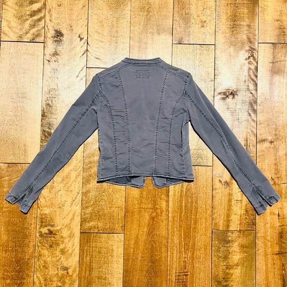 Esprit Grey Soft Demin Jacket with Hook Closure and Zip Sleeve Details - Picture 3 of 13